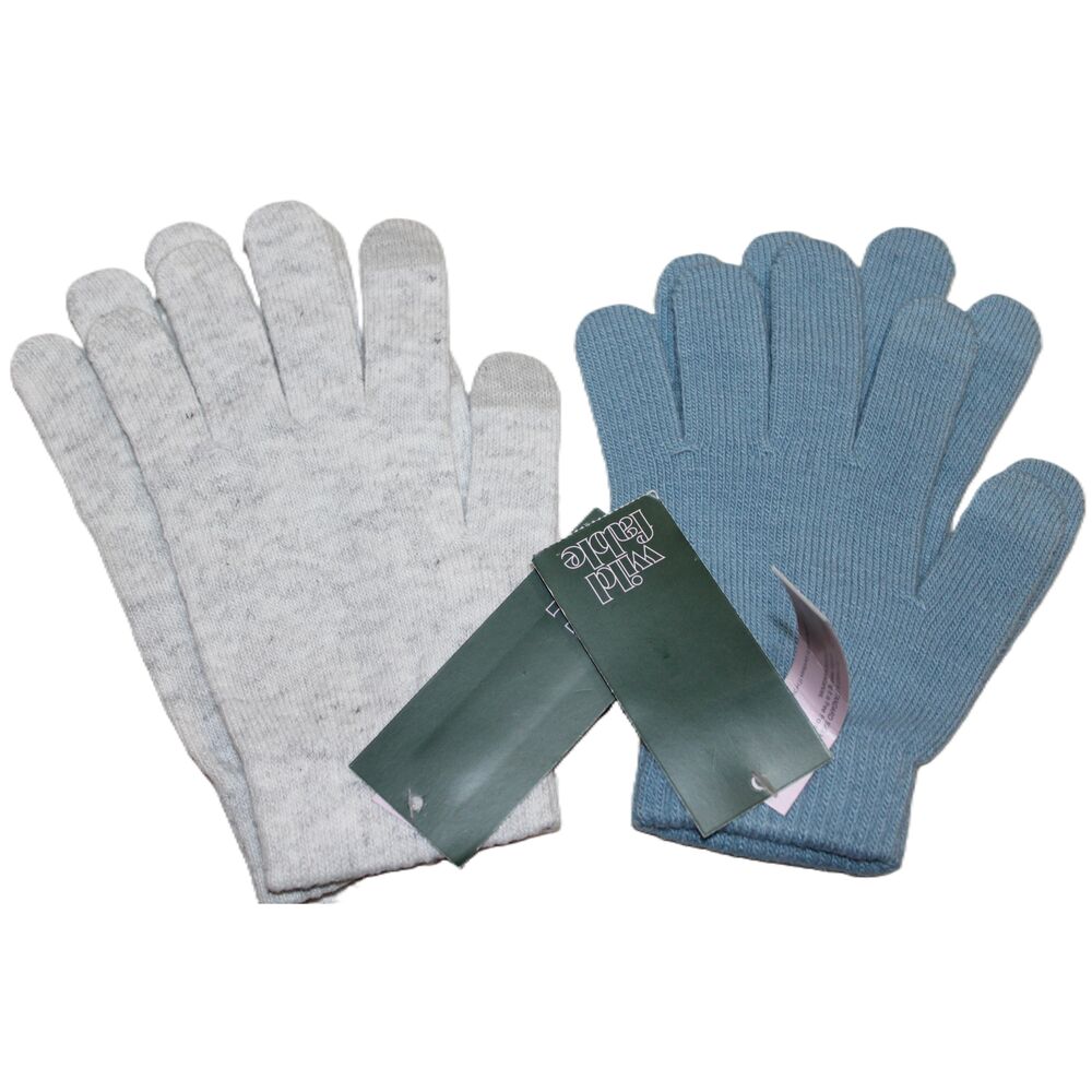 Womens Wild Fable Set Of Two Gloves Gray Blue Knitted Size One Size OS New NWT